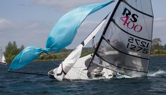 Early capsize on way to start - Notts County SC RS 400 Open © Heather Chipperfield